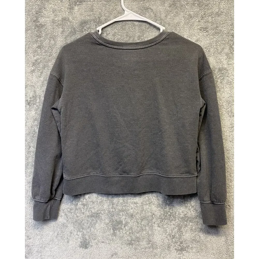 Cat & Jack Faded Gray Butterfly & Flower Sweatshirt Girls Size L 10-12
